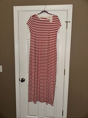 a new day Red and White Striped Maxi Dress